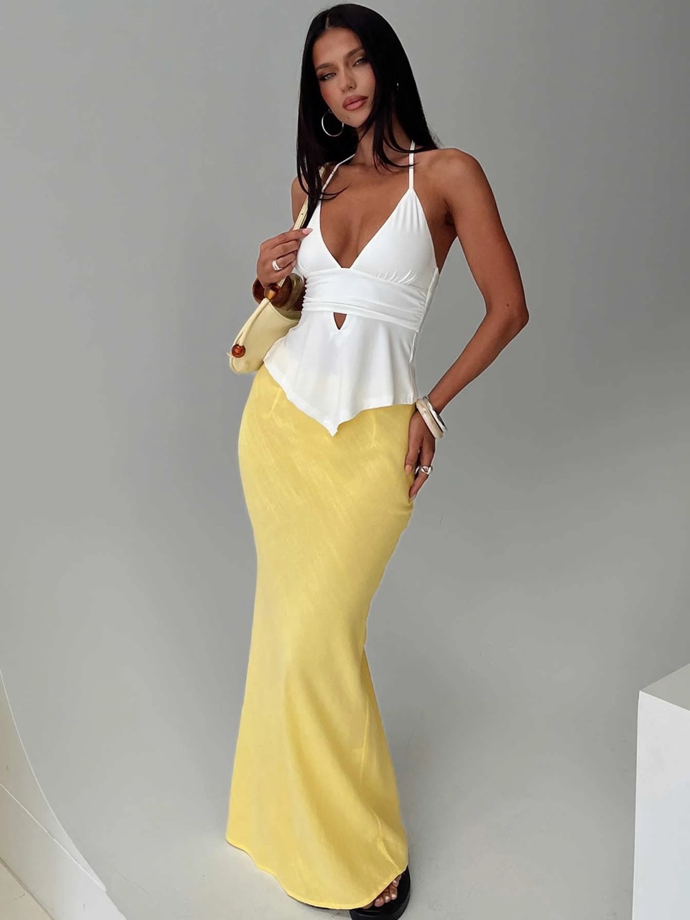 Princess Polly Jodie Maxi Skirt Lemon Yellow